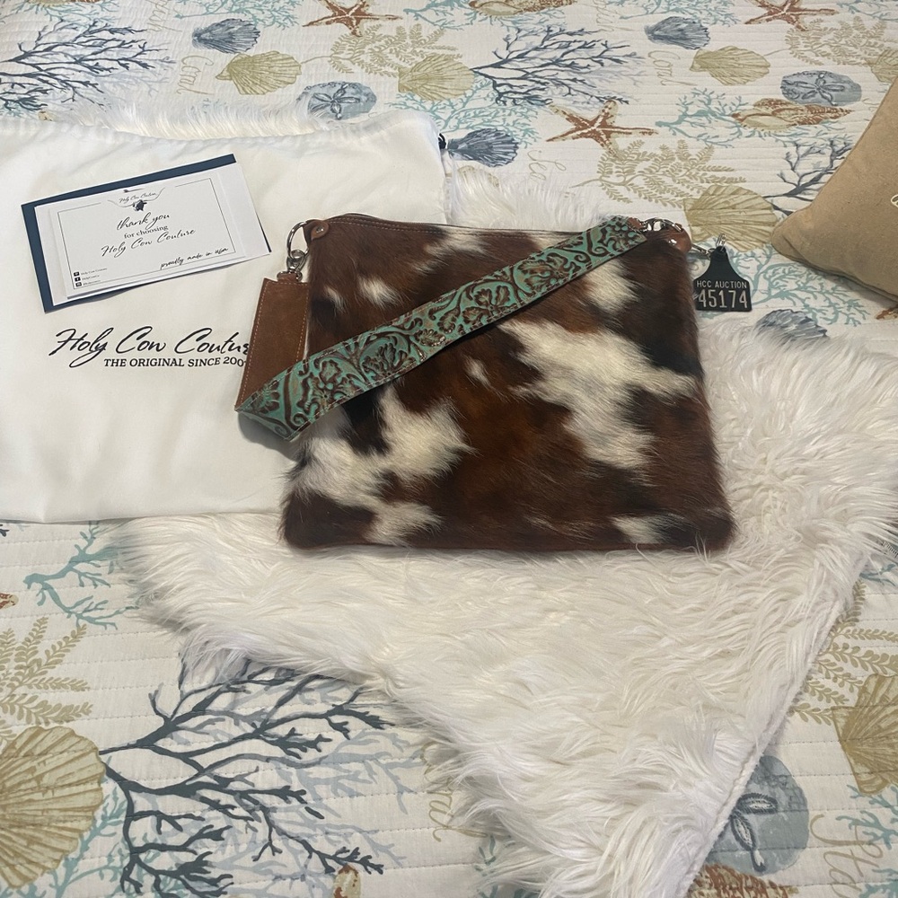 Holy Cow Couture Brown and White Crossbody Bag